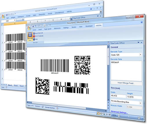 Barcode Word/Excel Add-In TBarCode Officeac