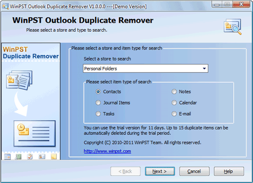 WinPST Outlook Duplicate Remover