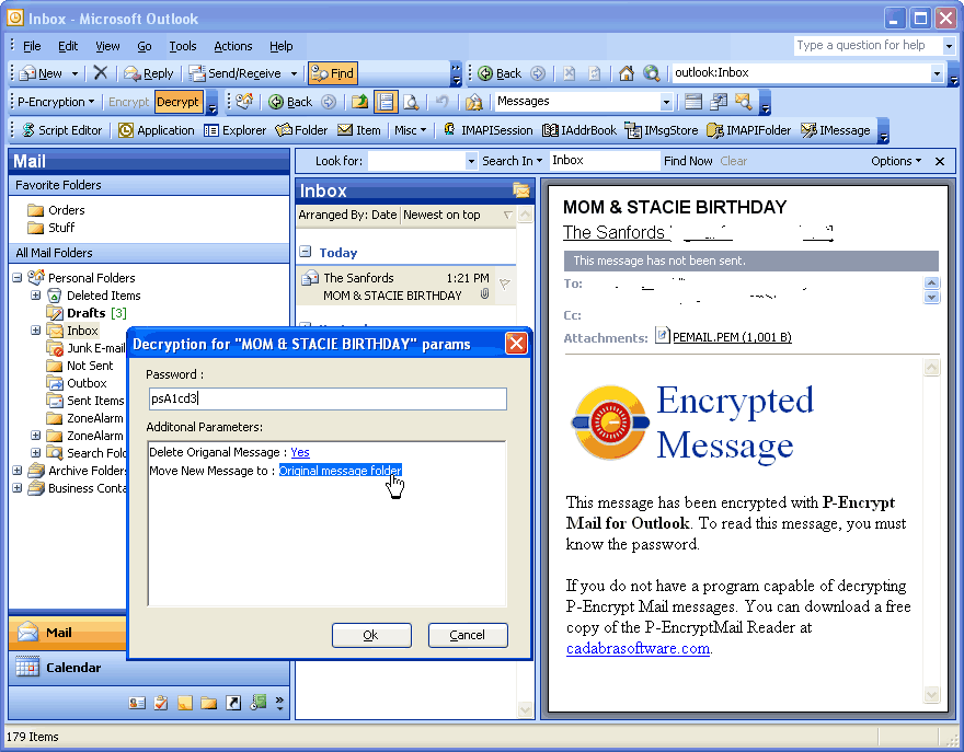 P-EncryptMail for Outlook