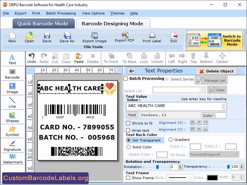 Healthcare Industry Barcoding Tool