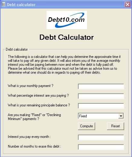 Debt10 Calculator
