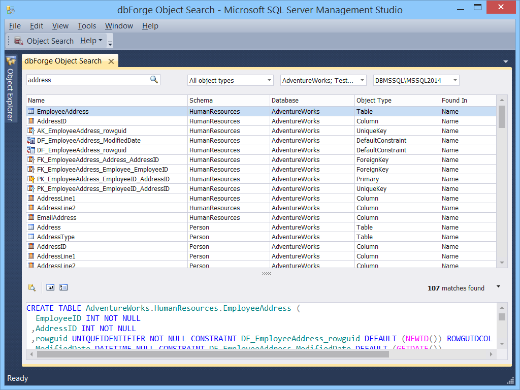 dbForge Object Search for SQL Server