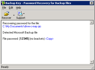 Backup Password Recovery Key