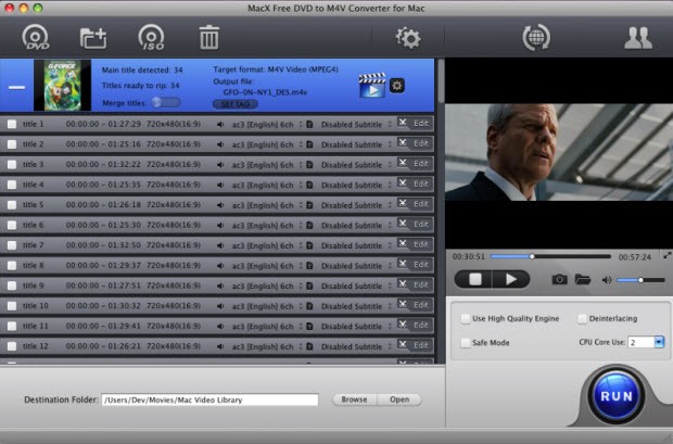 MacX Free DVD to M4V Converter for Mac