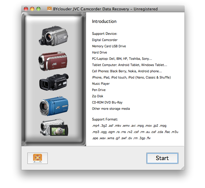 BYclouder JVC Camcorder Data Recovery for MAC