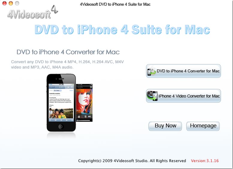 4Videosoft DVD to iPhone 4 Suite for Mac