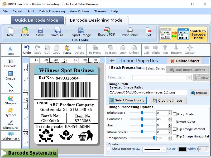 Inventory Barcodes Designing Tool