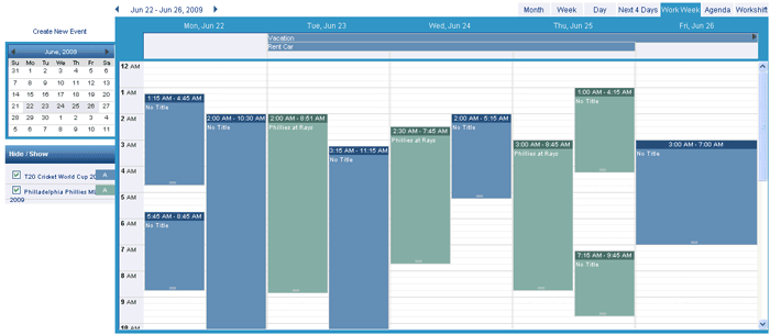 web2cal - Ajax Events Calendar
