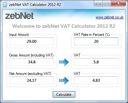zebNet VAT Calculator 2012